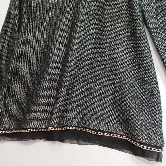 Soft Surroundings Sweater Black Metallic Gold Tone Chain Chiffon Hem Womens Med - Picture 5 of 9